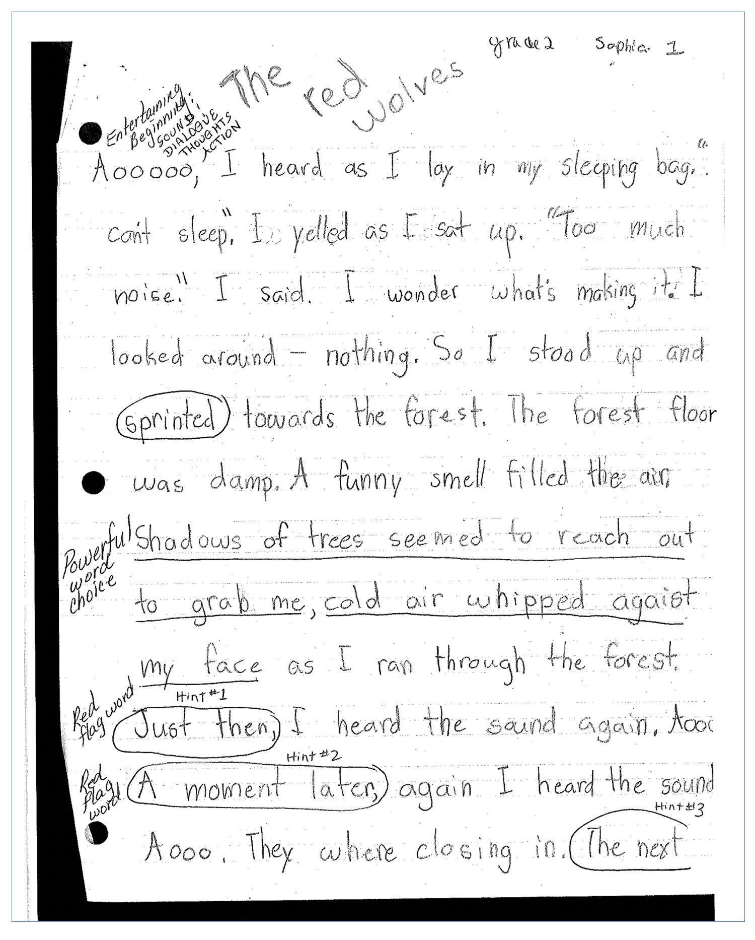 Narrative Writing Sample- Grade 2